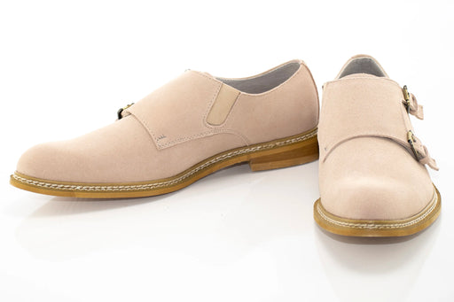 Bone Suede Double Monk Strap Dress Shoe