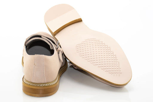 Bone Suede Double Monk Strap Dress Shoe