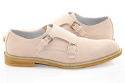 Bone Suede Double Monk Strap Dress Shoe