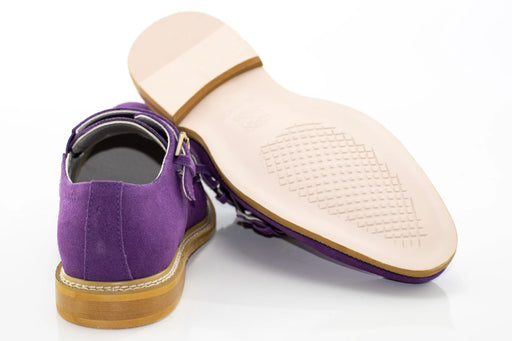 Purple Suede Double Monk Strap Dress Shoe