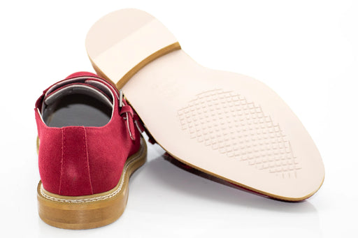 Wine Suede Double Monk Strap Dress Shoe