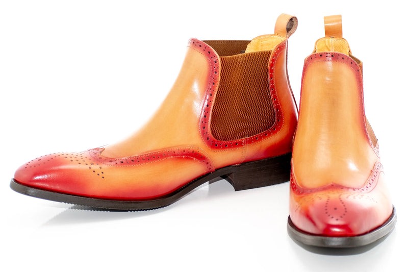 Burgundy and Cognac Ombre Leather Chelsea Boot