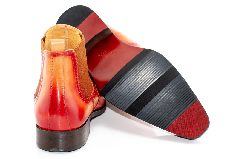 Burgundy and Cognac Ombre Leather Chelsea Boot