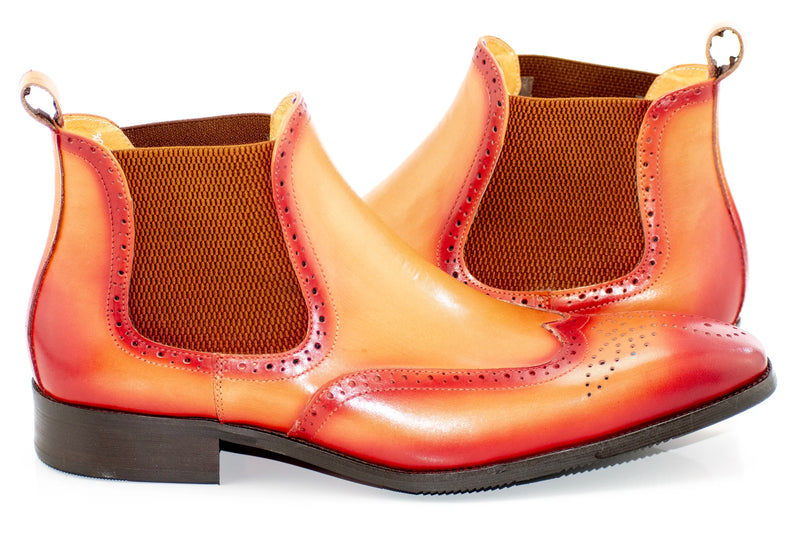 Burgundy and Cognac Ombre Leather Chelsea Boot