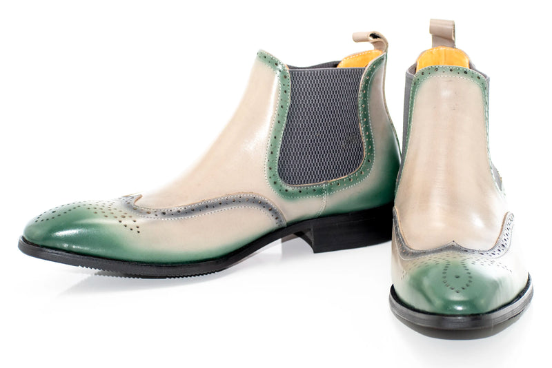 Green and Bone Ombre Leather Chelsea Boot