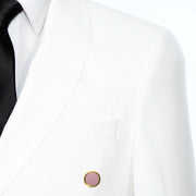 White and Dusty Rose Split-Color 2-Piece Tailored-Fit Wool Suit