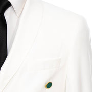 White and Green Split-Color 2-Piece Tailored-Fit Wool Suit