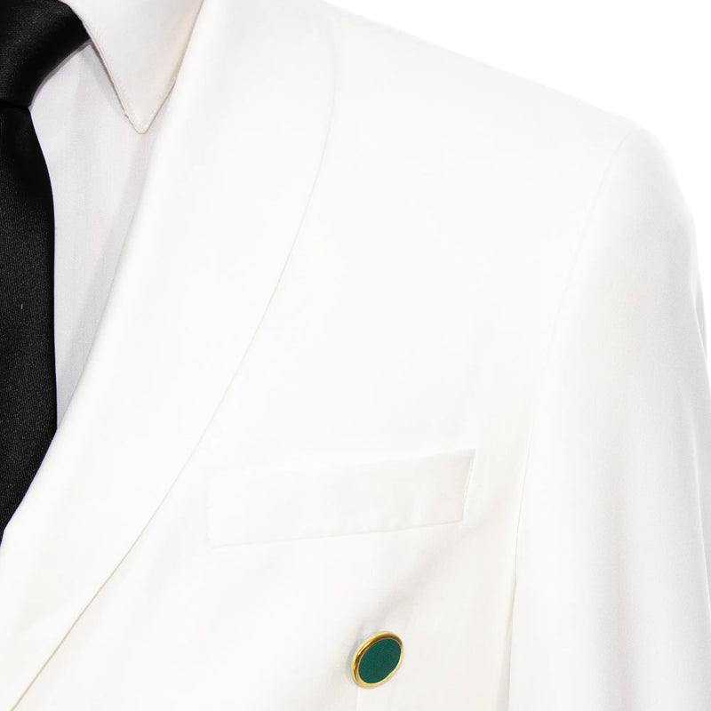 White and Green Split-Color 2-Piece Tailored-Fit Wool Suit