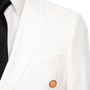 White and Peach Split-Color 2-Piece Tailored-Fit Wool Suit