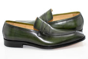 Men's Olive Green Leather Penny Loafer