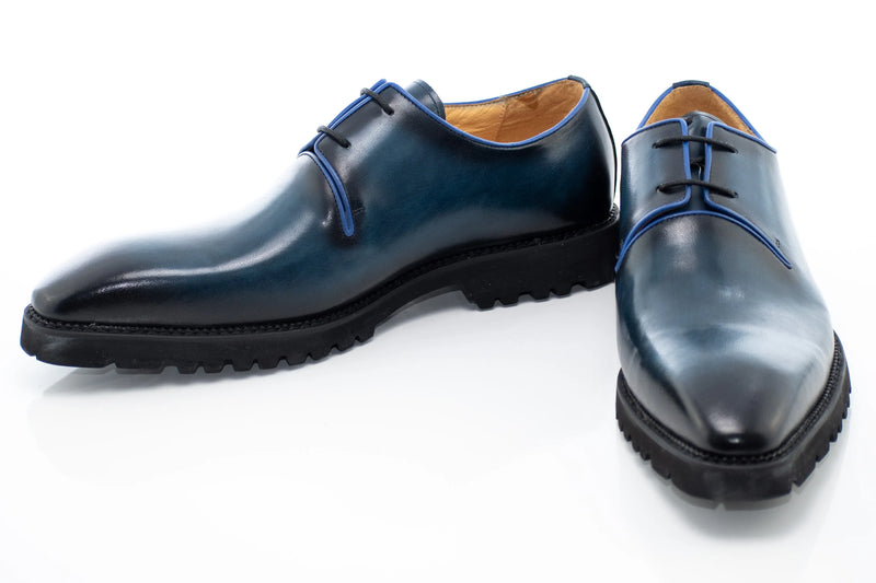 Navy Plain Derby Dress Shoes