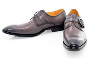 Men's Gray Leather Single Monk Strap Dress Shoe