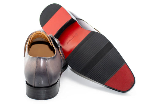 Men's Gray Leather Single Monk Strap Dress Shoe