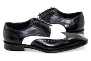 Men's Black And White Wingtip Derby Dress Shoe