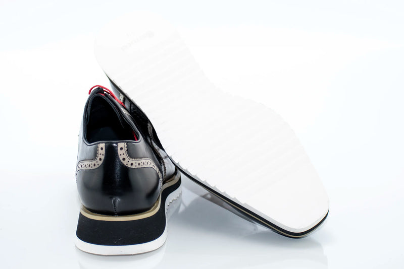 Black Brogue Leather Lace-Up Derby