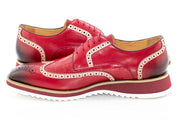 Burgundy Brogue Leather Lace-Up Derby
