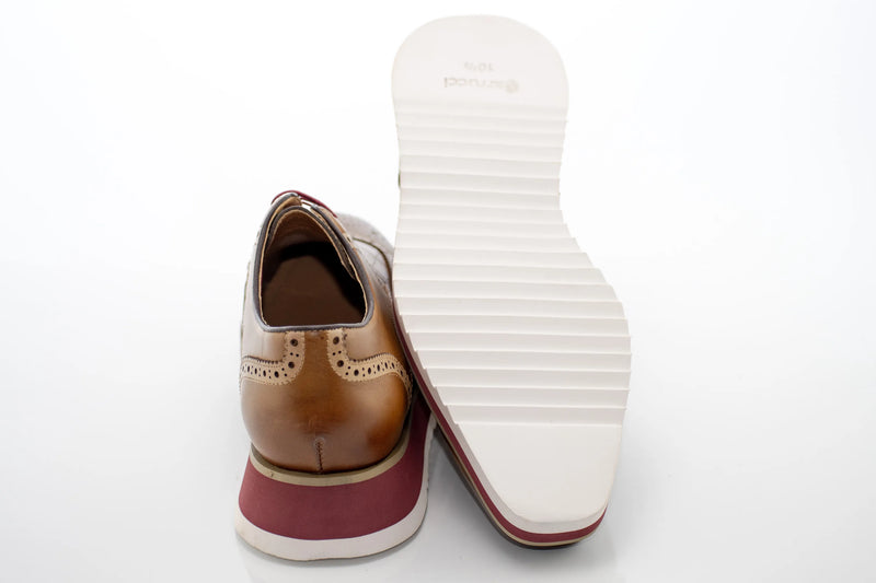 Camel Brogue Alligator Textured Wingtip Dress Shoes