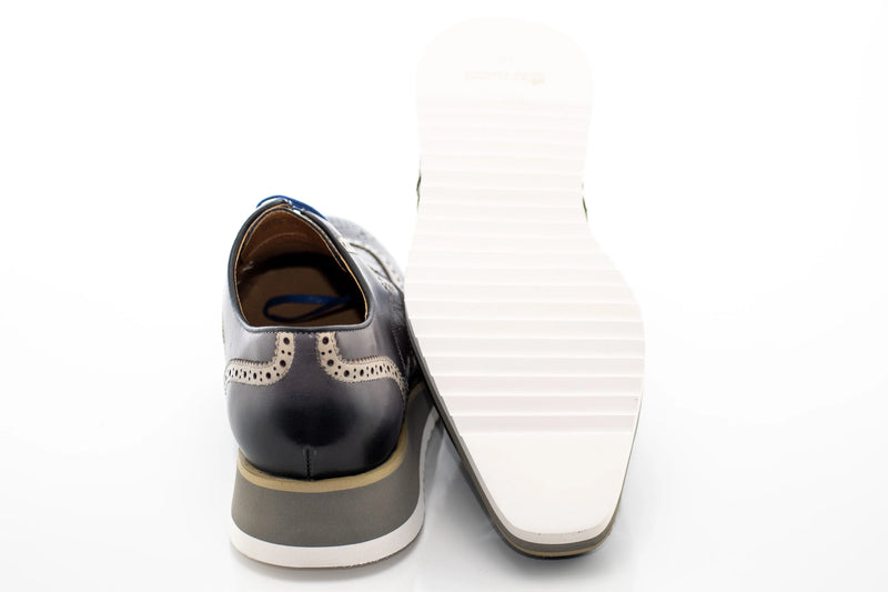 Gray Brogue Alligator Textured Wingtip Dress Shoes