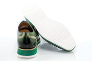 Olive Brogue Leather Lace-Up Derby