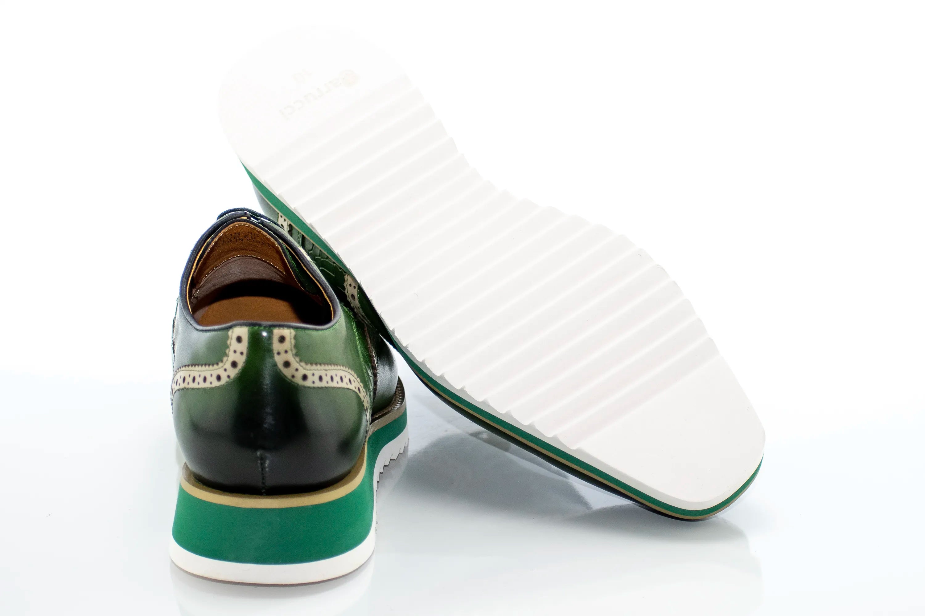 Olive Brogue Leather Lace-Up Derby