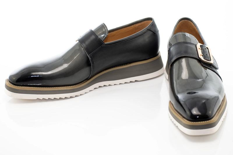 Charcoal Patent Leather Monk Strap Dress Shoe