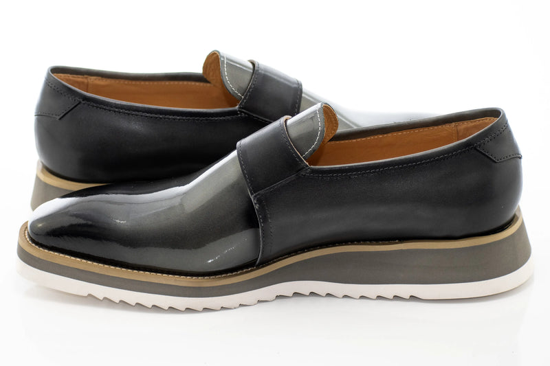 Charcoal Patent Leather Monk Strap Dress Shoe