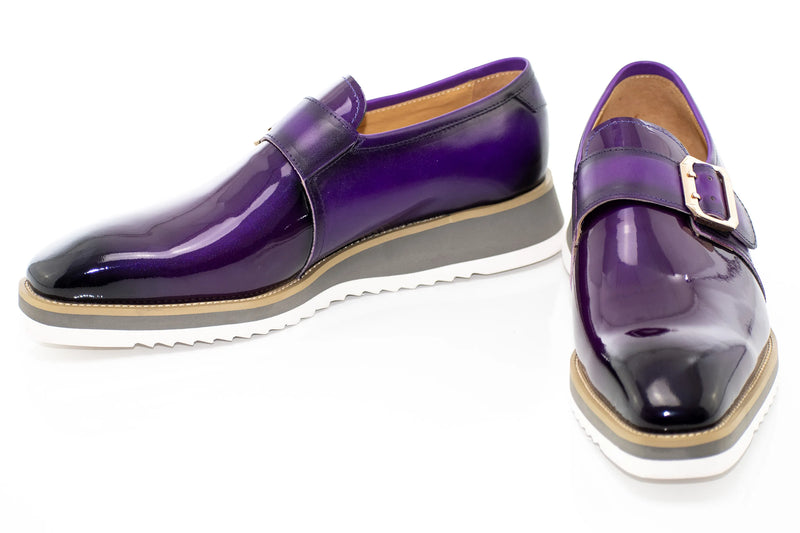 Purple Patent Leather Monk Strap Dress Shoe
