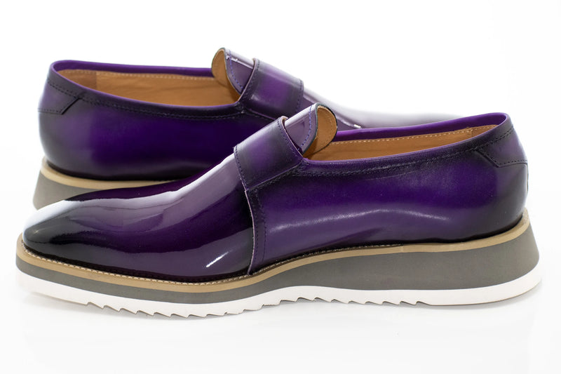 Purple Patent Leather Monk Strap Dress Shoe