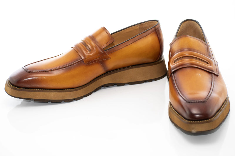 Cognac Leather Casual Penny Loafer