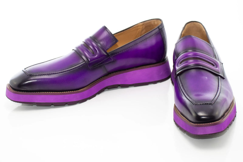 Purple Leather Casual Penny Loafer
