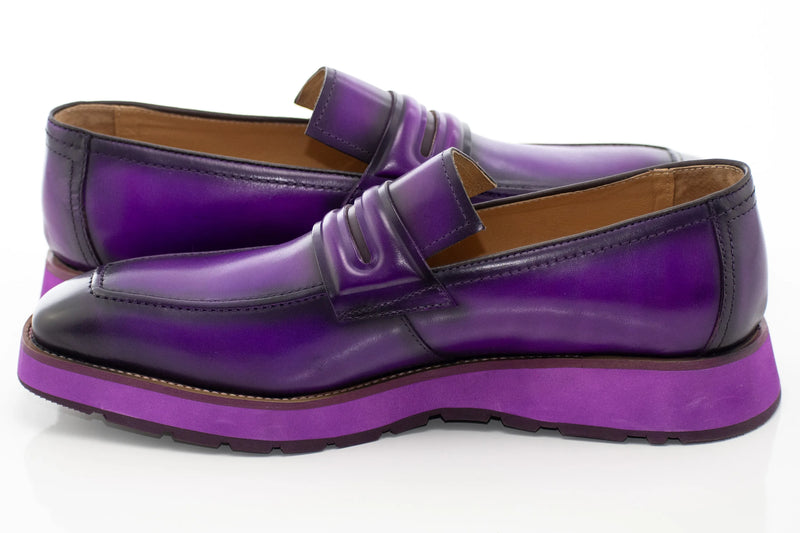 Purple Leather Casual Penny Loafer