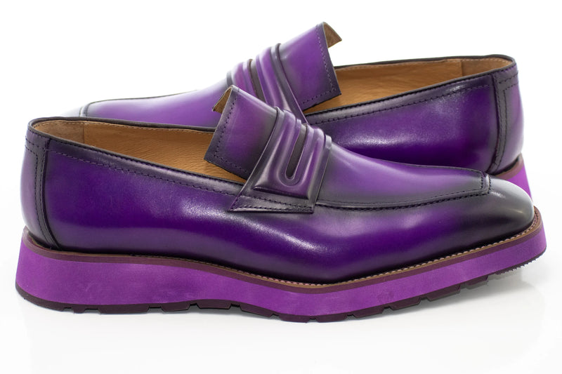 Purple Leather Casual Penny Loafer