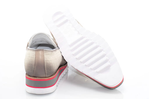 Bone Canvas with Leather Trim Snaffle-Bit Loafer