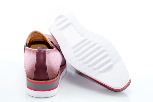 Pink Canvas with Leather Trim Snaffle-Bit Loafer
