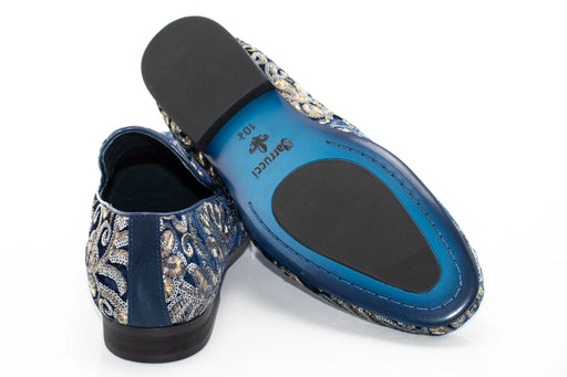 Men's Navy Blue And Rosegold Sequin Dress Loafer