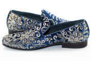 Men's Navy Blue And Rosegold Sequin Dress Loafer