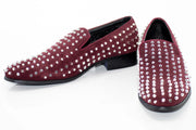Burgundy Ultrasuede Studded Smoking Loafer