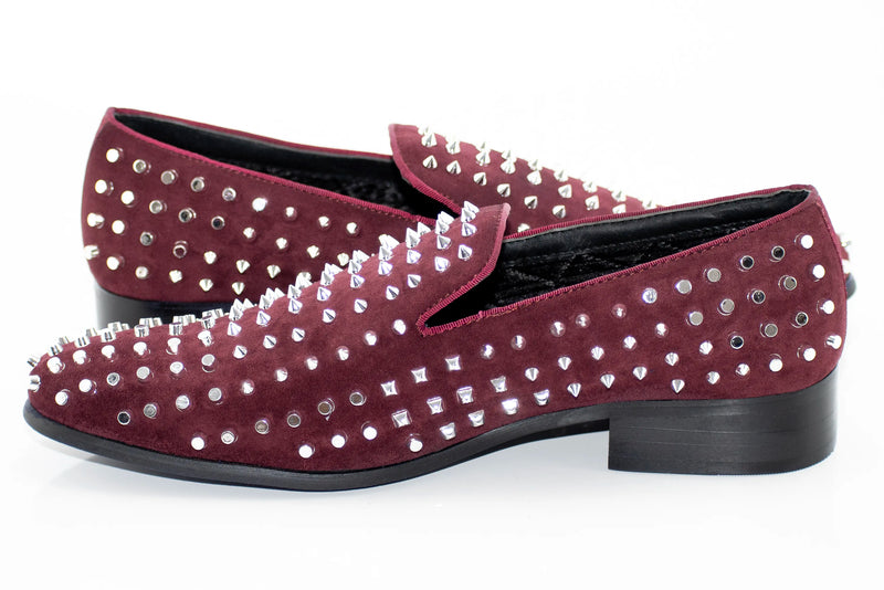 Burgundy Ultrasuede Studded Smoking Loafer