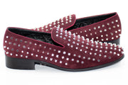 Burgundy Ultrasuede Studded Smoking Loafer