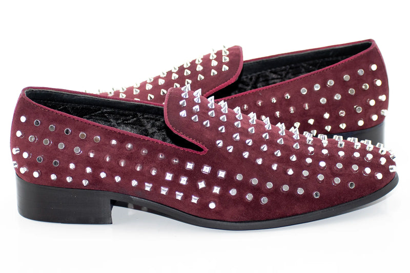 Burgundy Ultrasuede Studded Smoking Loafer