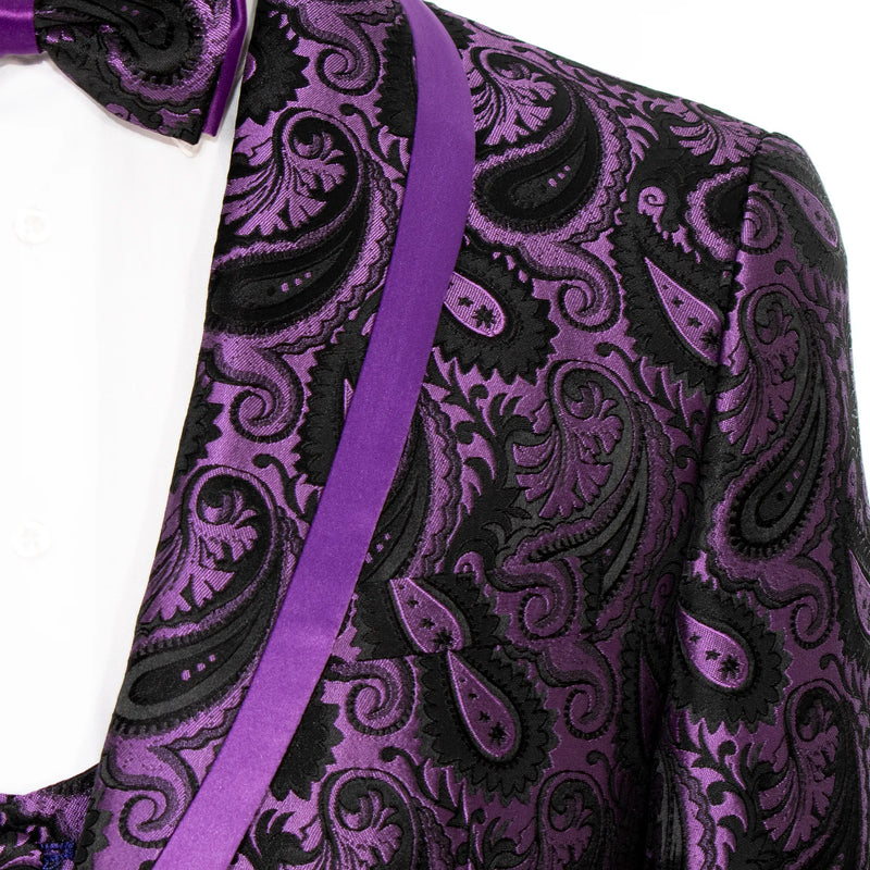 Purple Paisley 3-Piece Tailored-Fit Tuxedo