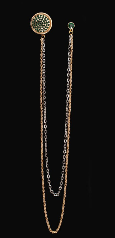 Long Chain Jeweled  Brooch Lapel Pin