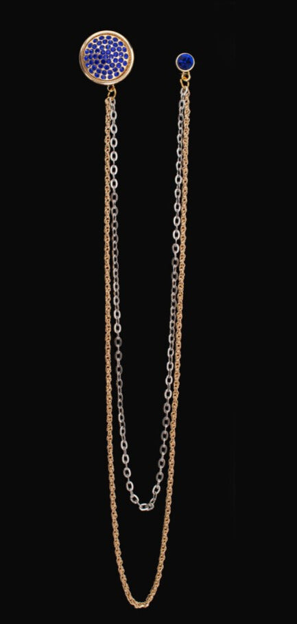 Long Chain Jeweled  Brooch Lapel Pin
