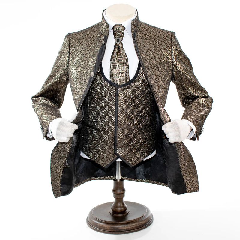 Coco Metallic 3-Piece Slim-Fit Tuxedo with Mandarin Collar