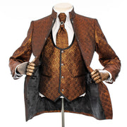 Copper Metallic 3-Piece Slim-Fit Tuxedo with Mandarin Collar