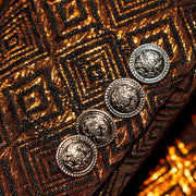 Copper Metallic 3-Piece Slim-Fit Tuxedo with Mandarin Collar