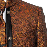 Copper Metallic 3-Piece Slim-Fit Tuxedo with Mandarin Collar