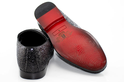 Black Glitter Metal-Bit Smoking Loafer