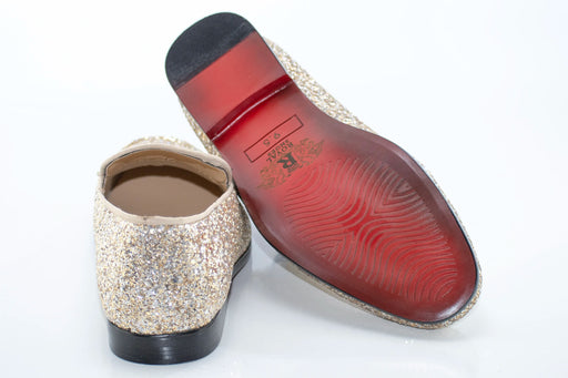 Gold Glitter Metal-Bit Smoking Loafer