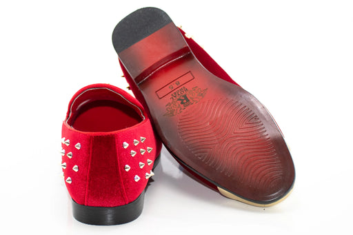 Red Velvet Smoking Loafer With Gold Toe